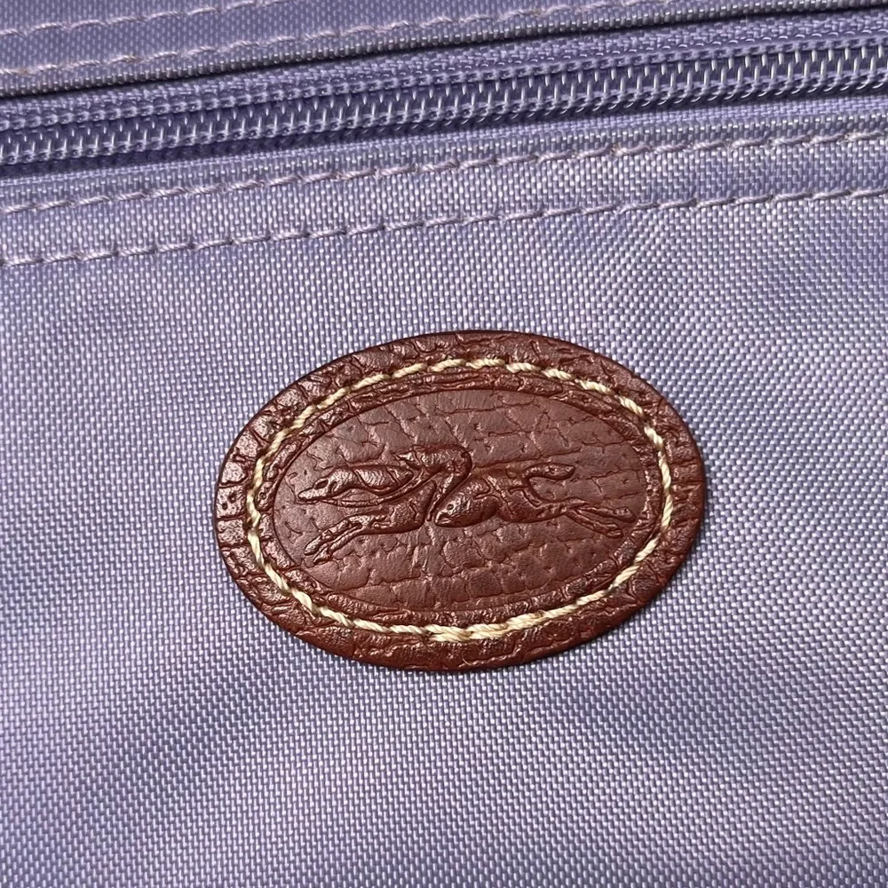 Longchamp Purple Le Pilage Pouch Purse with Leather Handle Cosmetic Bag - Picture 2 of 9